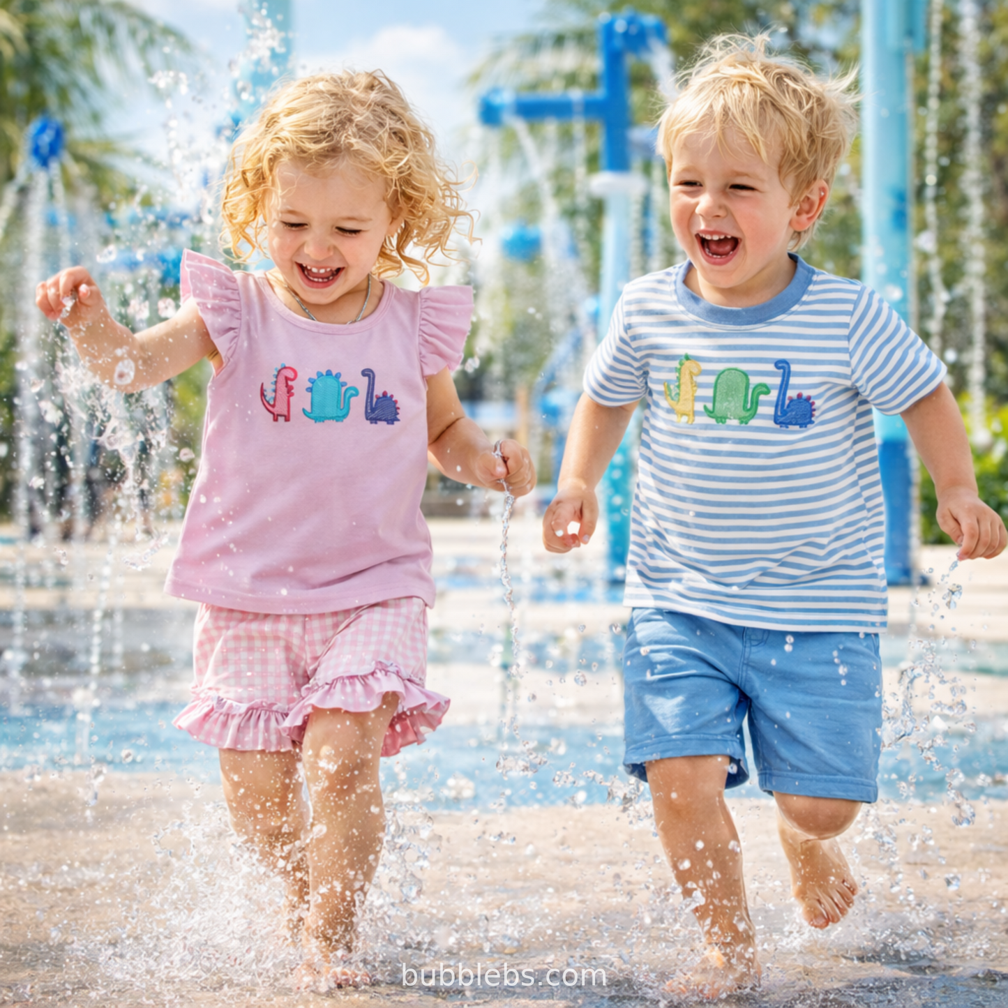 Coastal Dino Stripe Short Sibling Set – Boys Two Piece