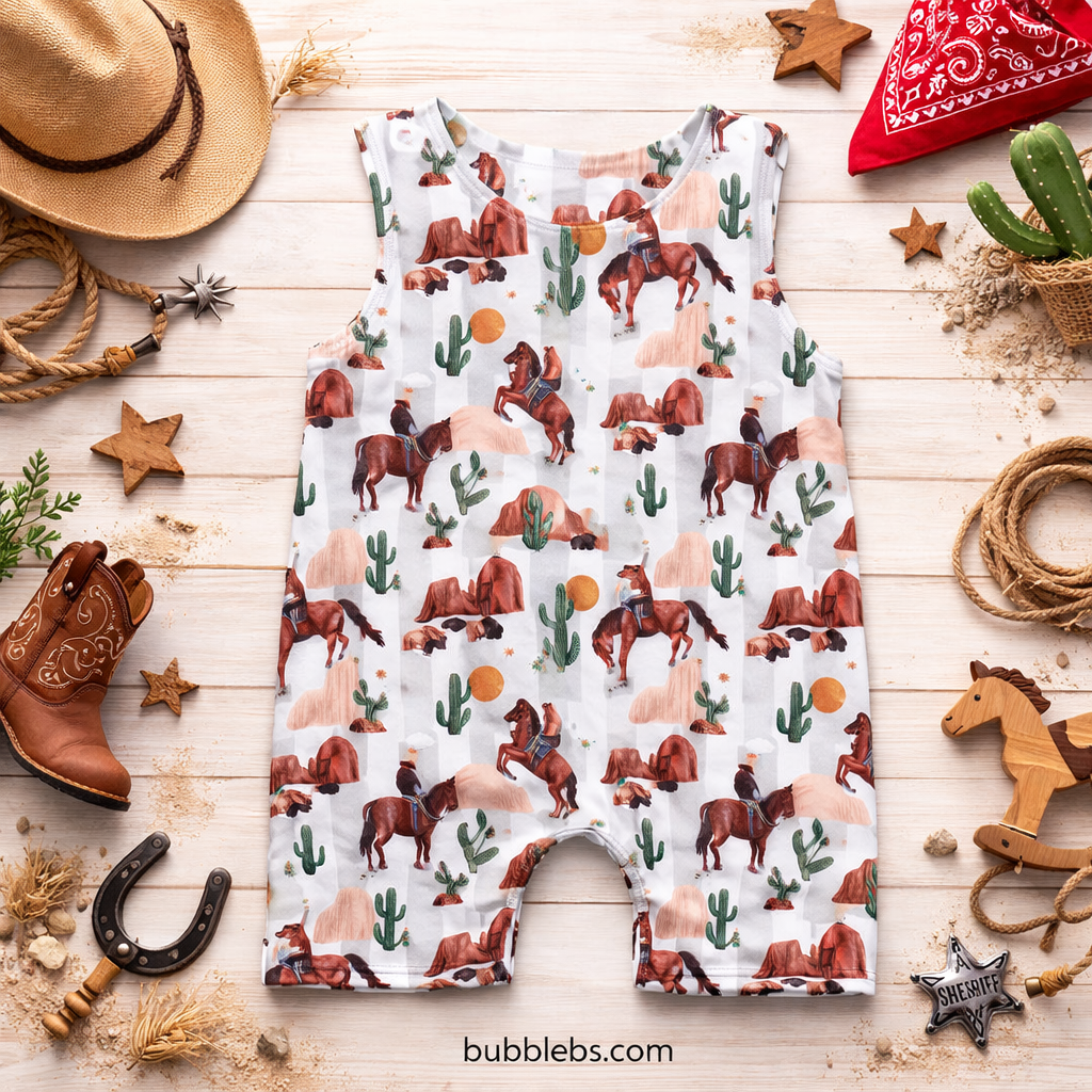 Cowboy Western Boys Romper