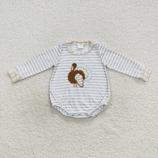 Boys Turkey Striped Long Sleeve Bubble