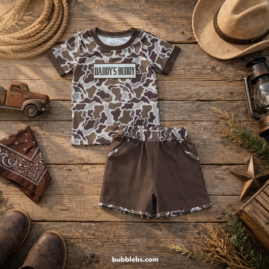 Daddy's Buddy Camo Short Set
