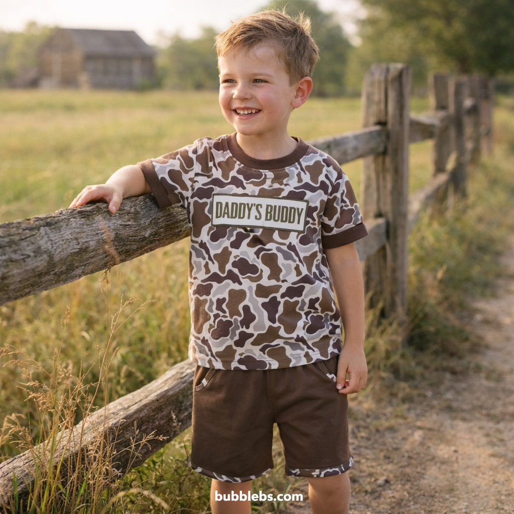 Daddy's Buddy Camo Short Set