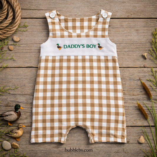 Duck Daddy Checkered Boys Romper