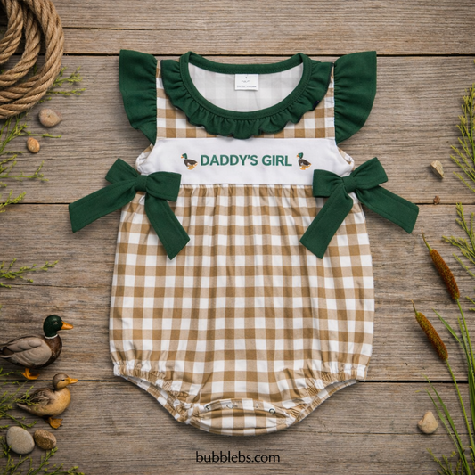 Duck Daddy Checkered Girls Romper