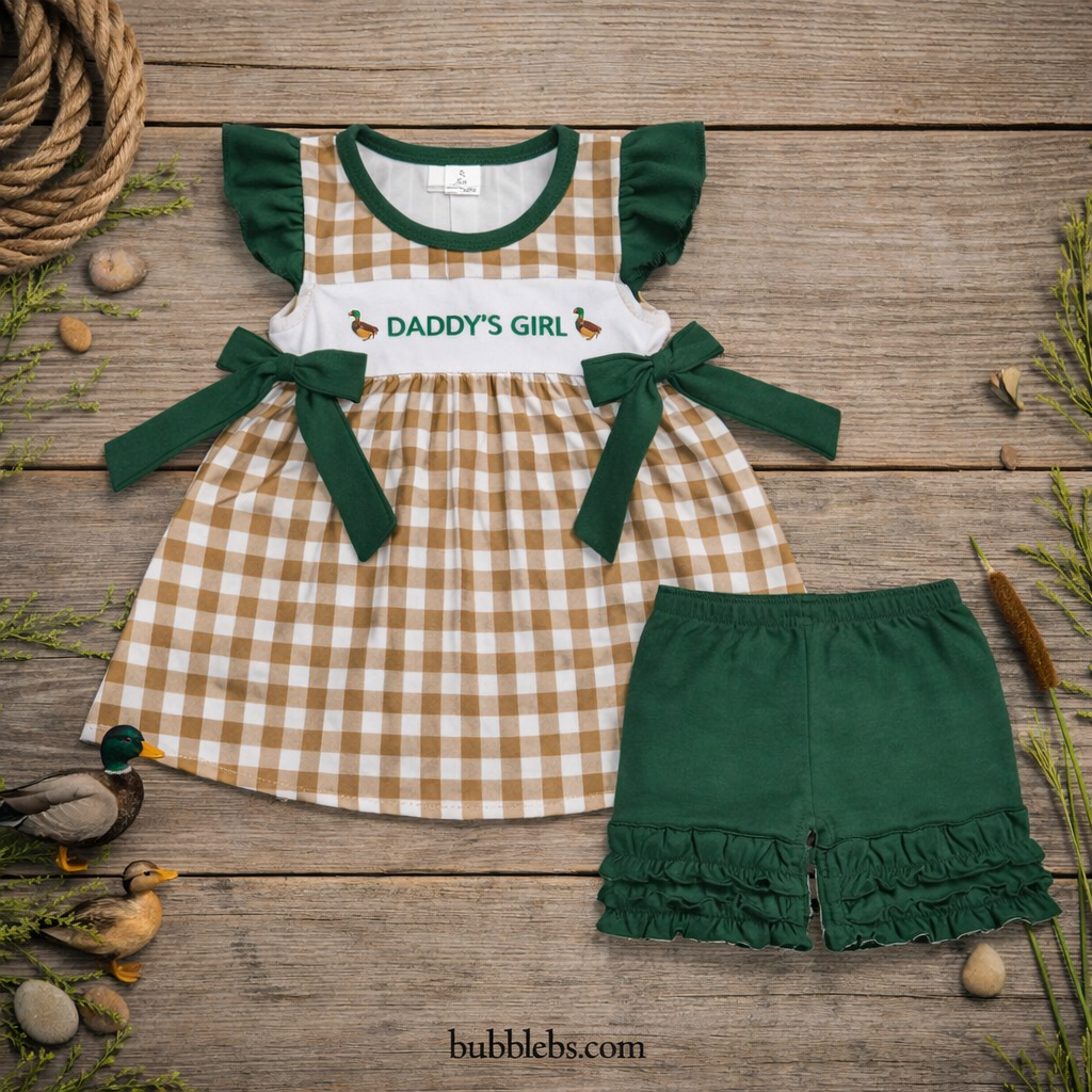 Duck Daddy Checkered Girls Two Piece Set