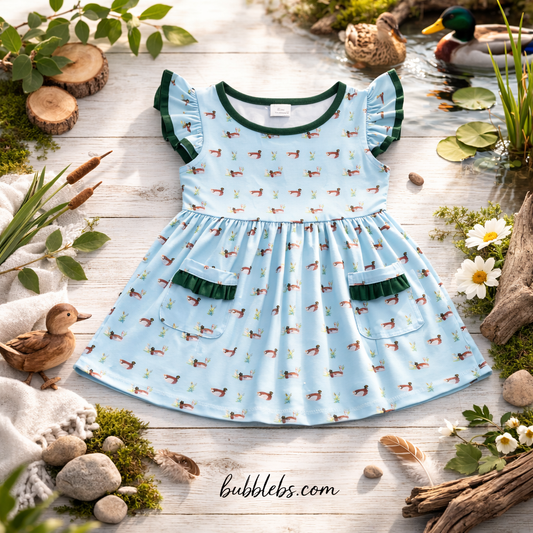 Dashing Ducks Flutter Sleeve Dress