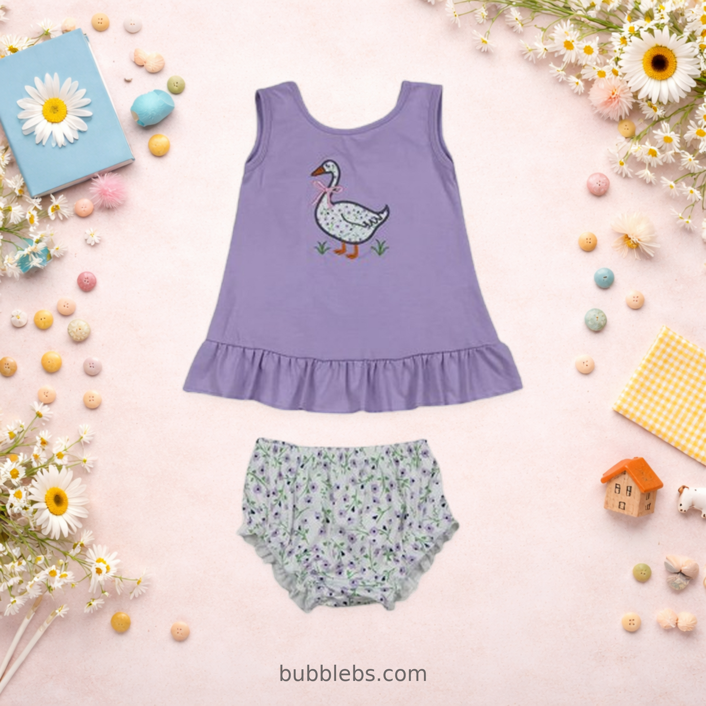 Farm Daisy Goose Tunic Sibling Set Girls Two Piece Bummies