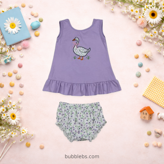Farm Daisy Goose Tunic Sibling Set Girls Two Piece Bummies