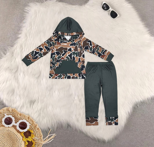 Boy Camo Hooded set- Green