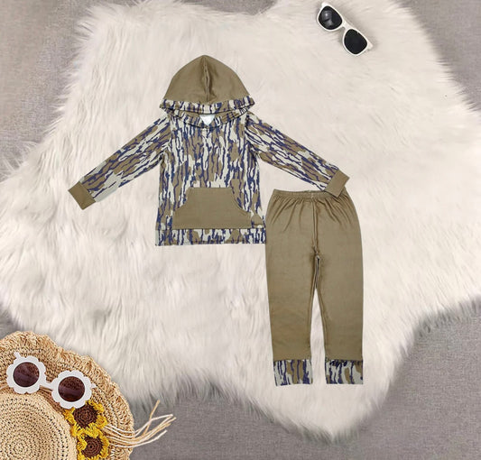 Boy Camo Hooded set- Brown