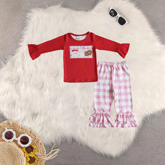 Girls Plaid Milk and Cookies Set