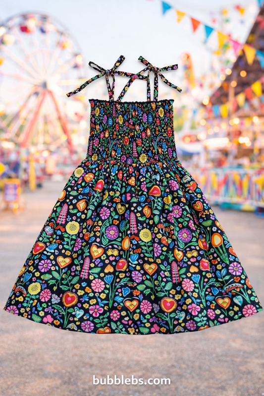 Garden Smocked Tie-Strap Dress