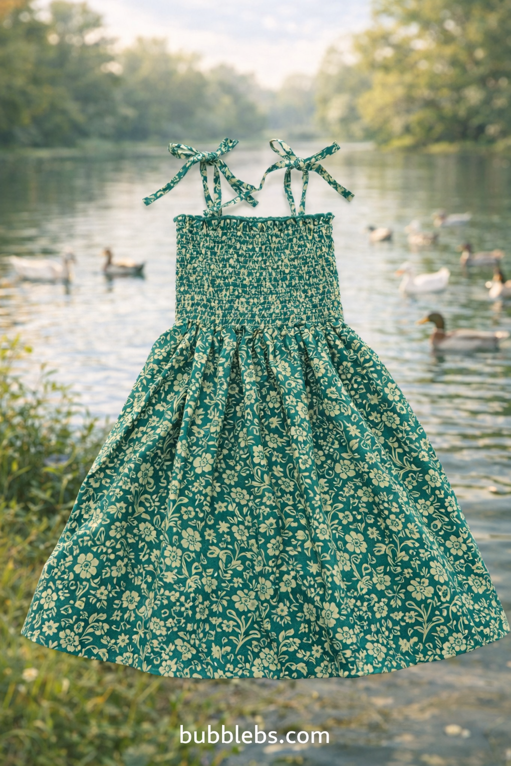 Green Floral Smocked Sundress