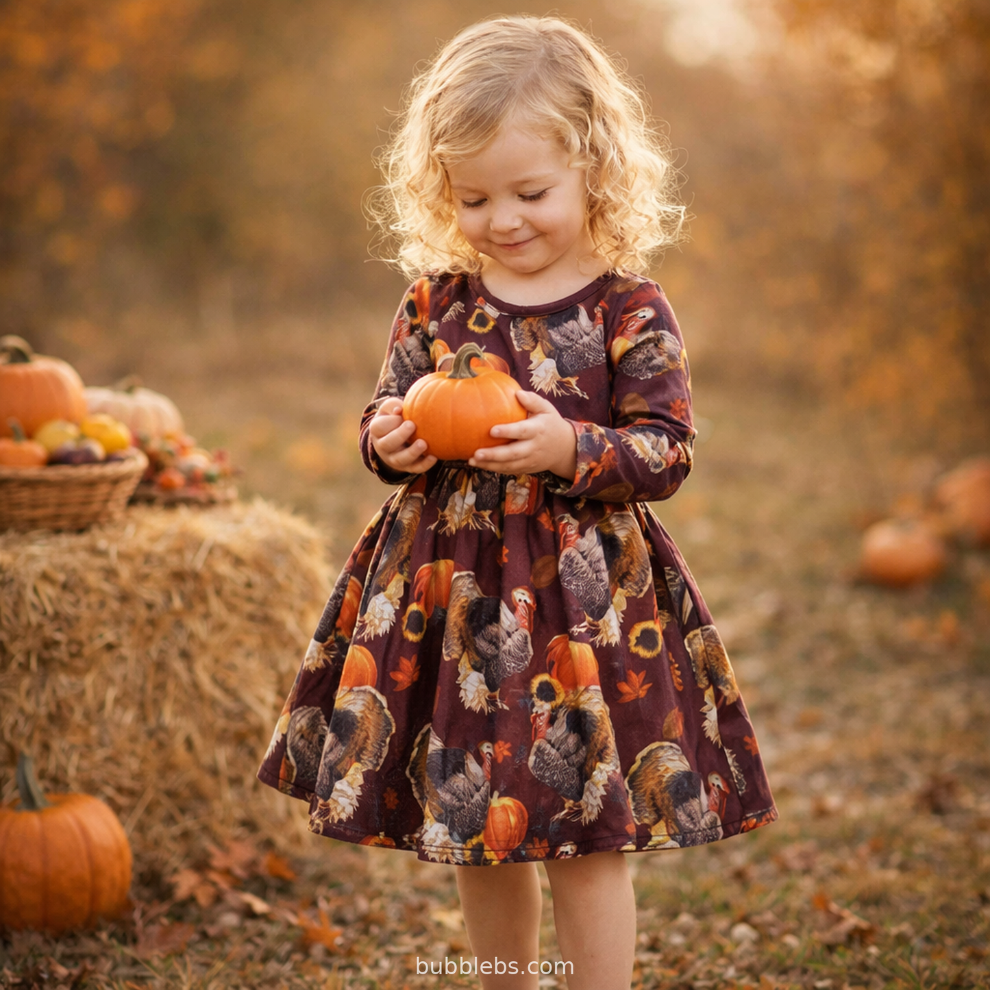 Harvest Turkey Ruffle Thanksgiving Dress
