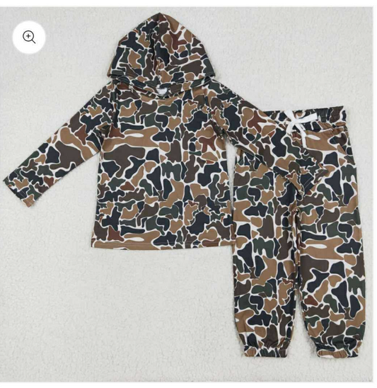 Boys Full Camo Hooded Set