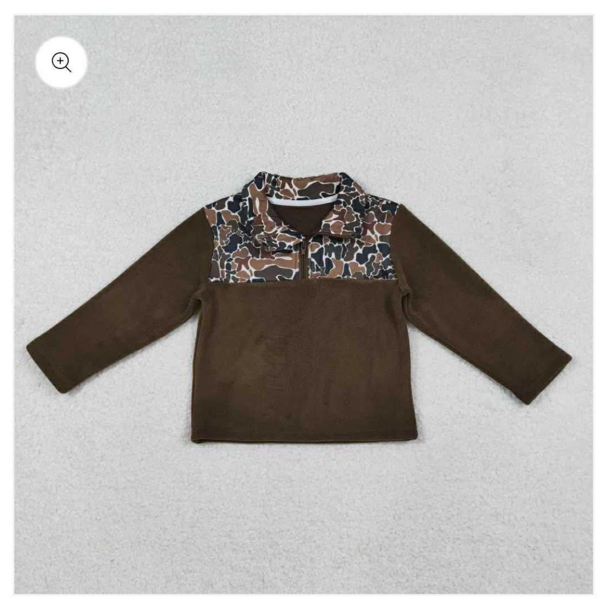 Boys Camo Dark Brown Pull Over