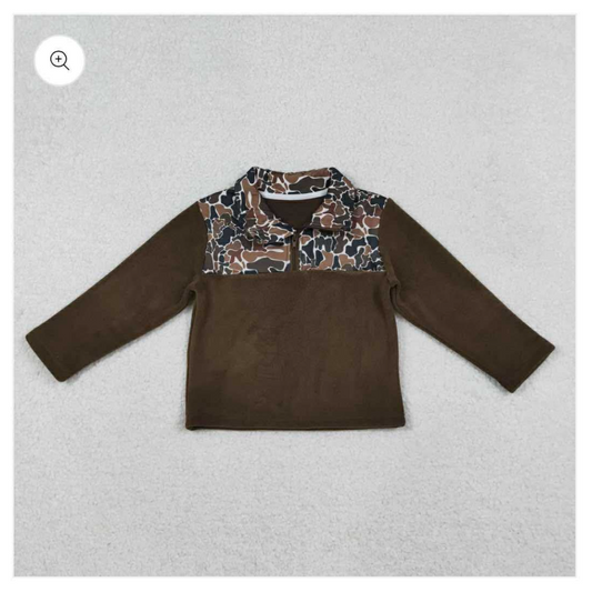 Boys Camo Dark Brown Pull Over