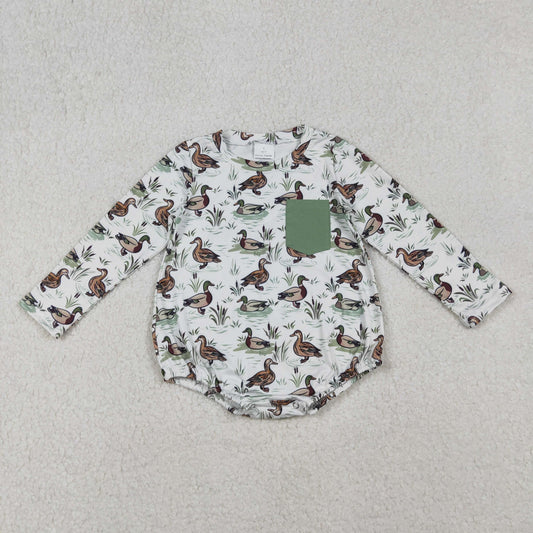 Boys Duck Green Long Sleeve Bubble
