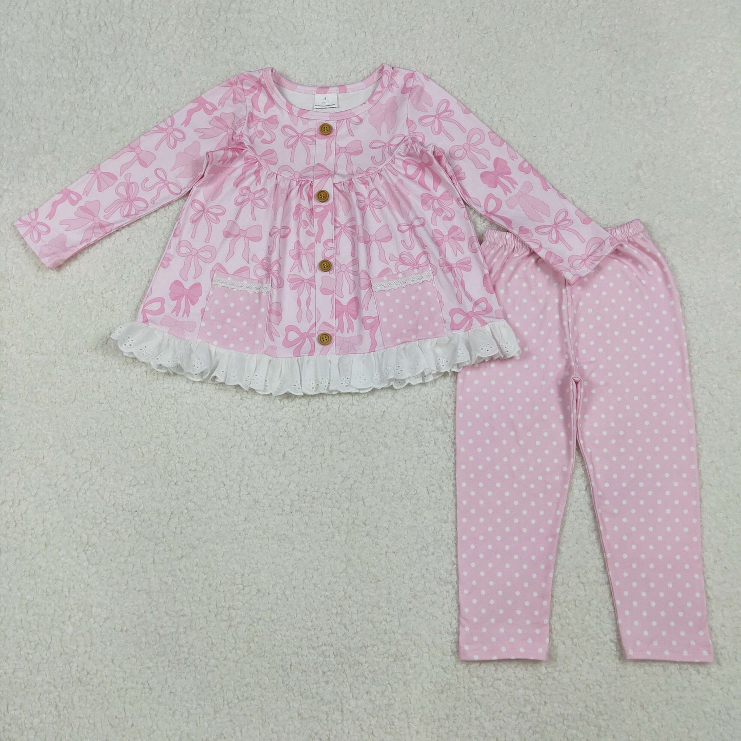 Girls Bow and Polka dot set
