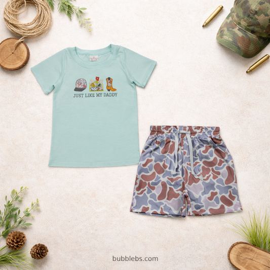 Just Like My Daddy Camo Boys Short Set