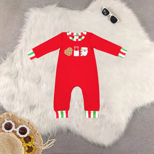 Boys Striped Milk and Cookies Onesie