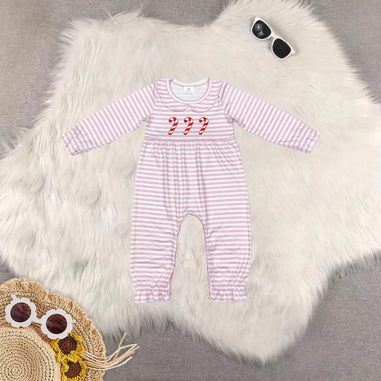 Girls Pink Candy Cane Onesie