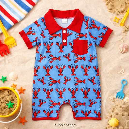 Lobster Blue Boys Romper
