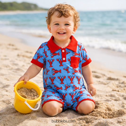 Lobster Blue Boys Romper