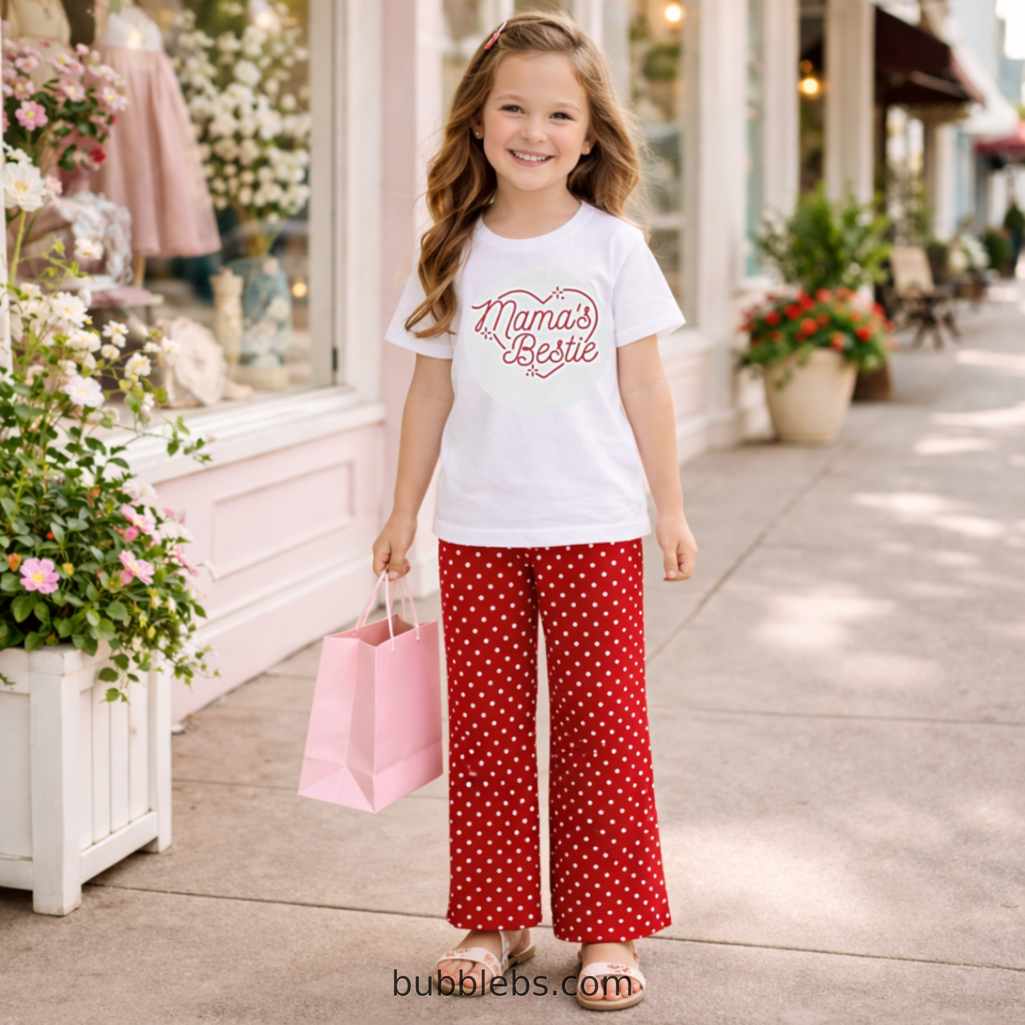 Mama's Bestie Red Polka Dot Wide-Leg Pant Set