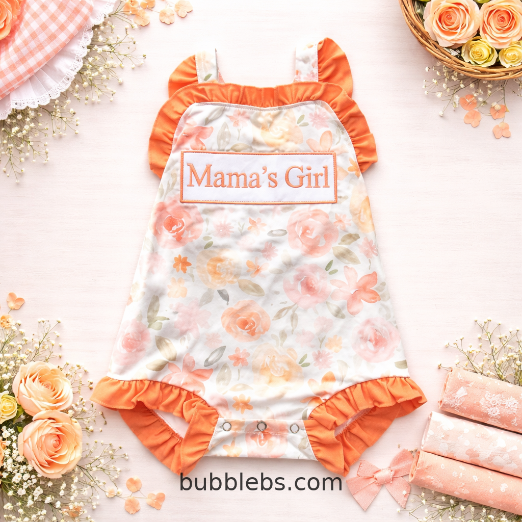 Mama's Girl Peach Floral Bubble Romper