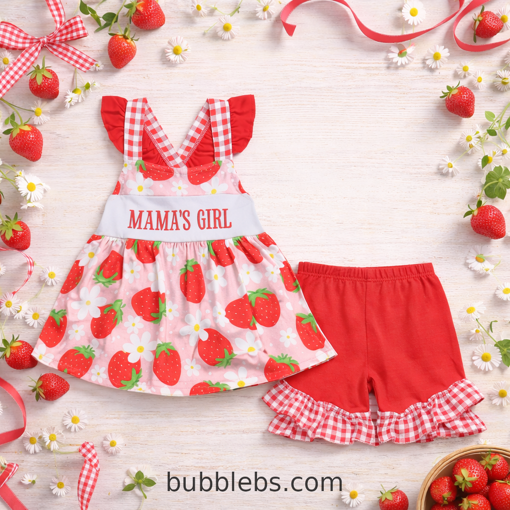 Mama's Girl Strawberry Picnic Sibling Set Two Piece