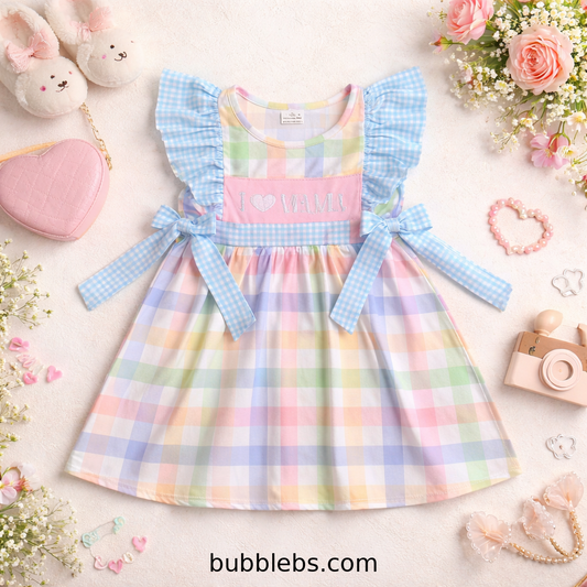 Pastel I Love Mama Bow Dress