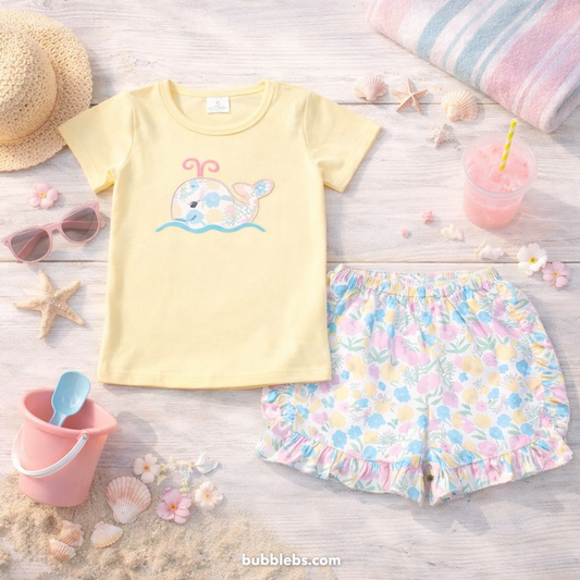 Pastel Whale Floral Short Set