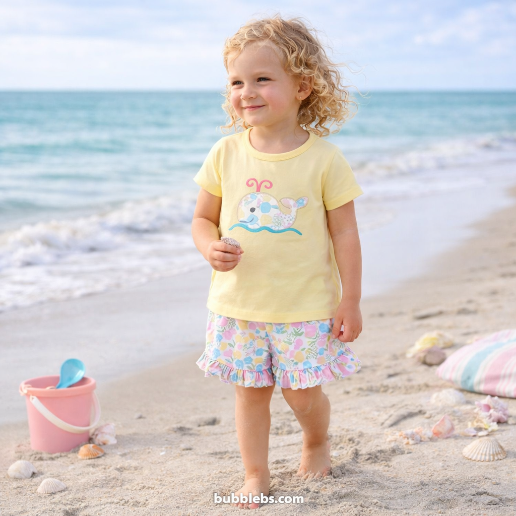 Pastel Whale Floral Short Set