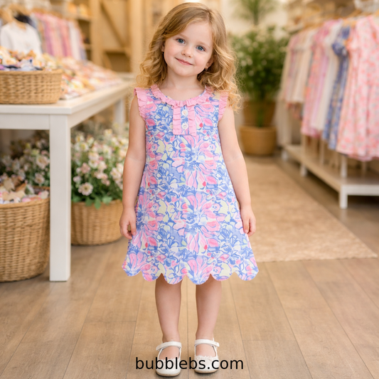 Pink Bloom Scallop Dress
