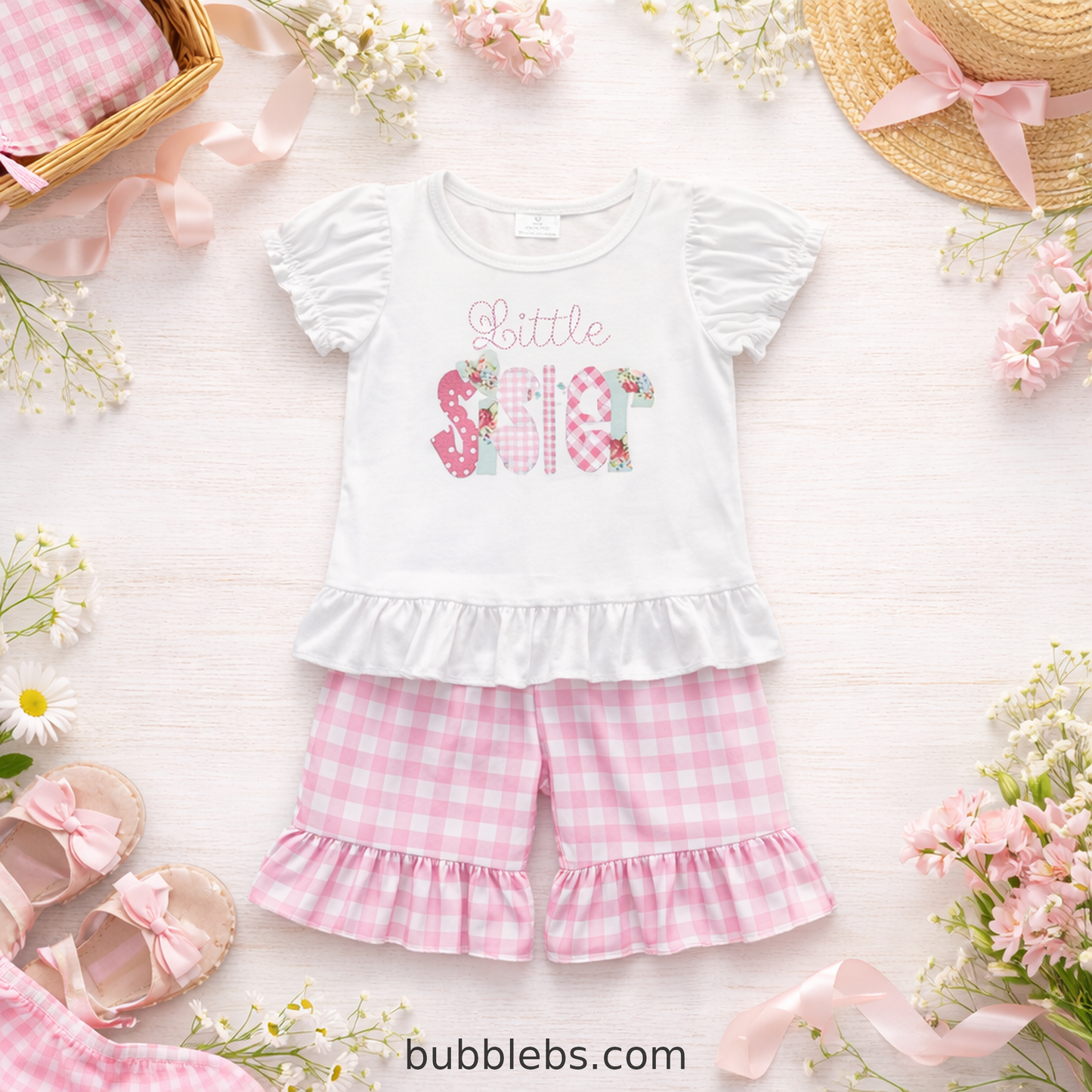 Pink Gingham Little Sister Two Piece