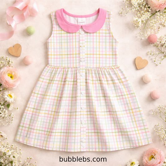 Pastel Plaid Peter Pan Collar Dress