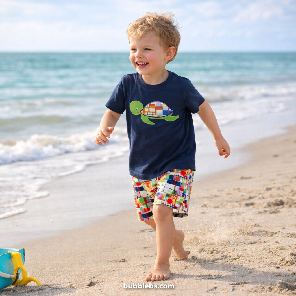 Preppy Turtle Patchwork Short Set