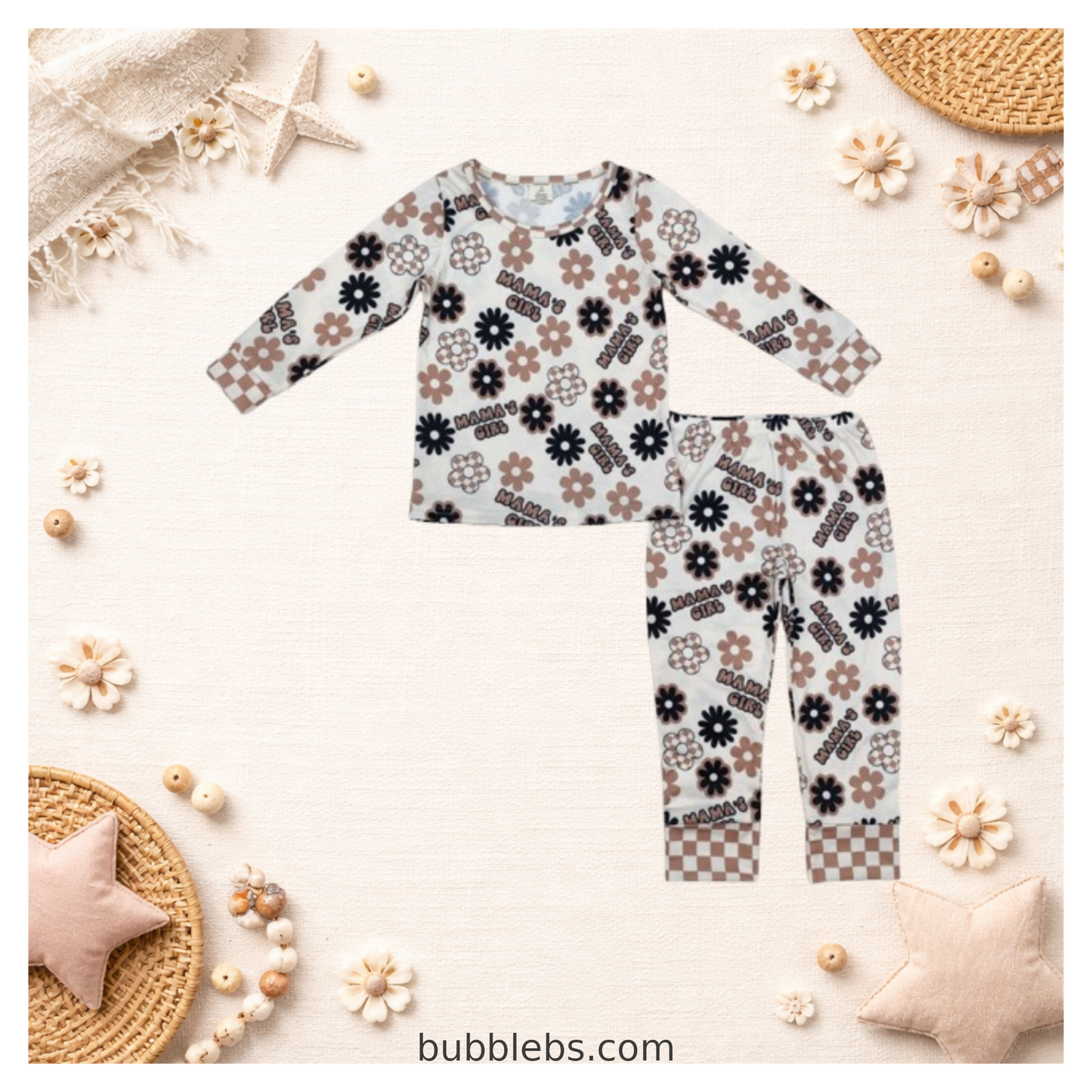 Sibling Matching Mama's Girl Floral Print Pajama Set