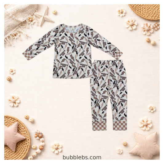 Sibling Matching Mama's Boy Lightning Print Pajama Set