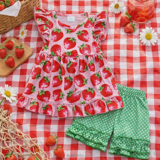Summer Strawberry Picnic Two-Piece Set