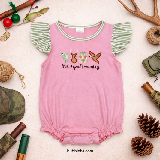 This is God's Country Girls Bubble Romper