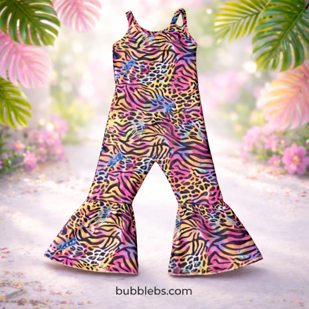 Wild Rainbow Safari Bell Bottom Jumpsuit