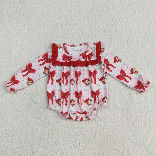 Girls Santa Bow Ruffle Bubble