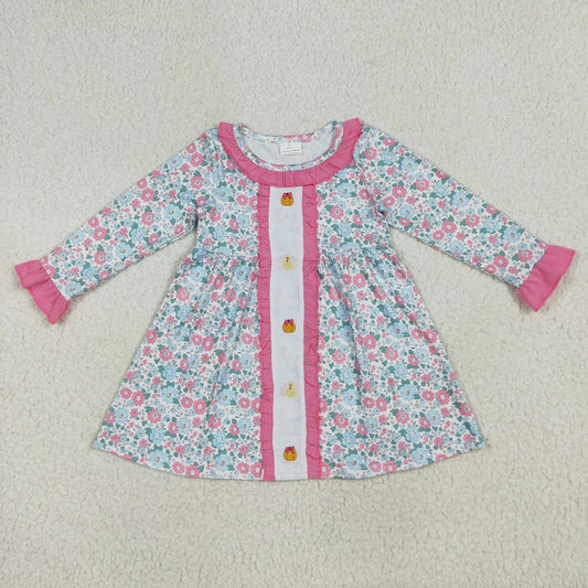 Girls Pumpkin Turkey Pink Ruffle Dress