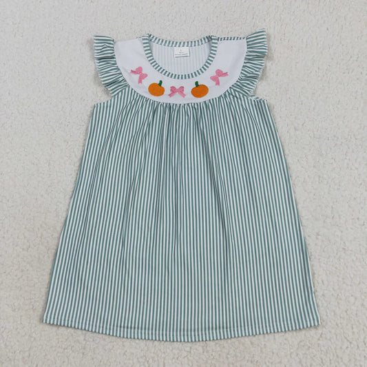 Girls Fall Pumpkin Bow Dress