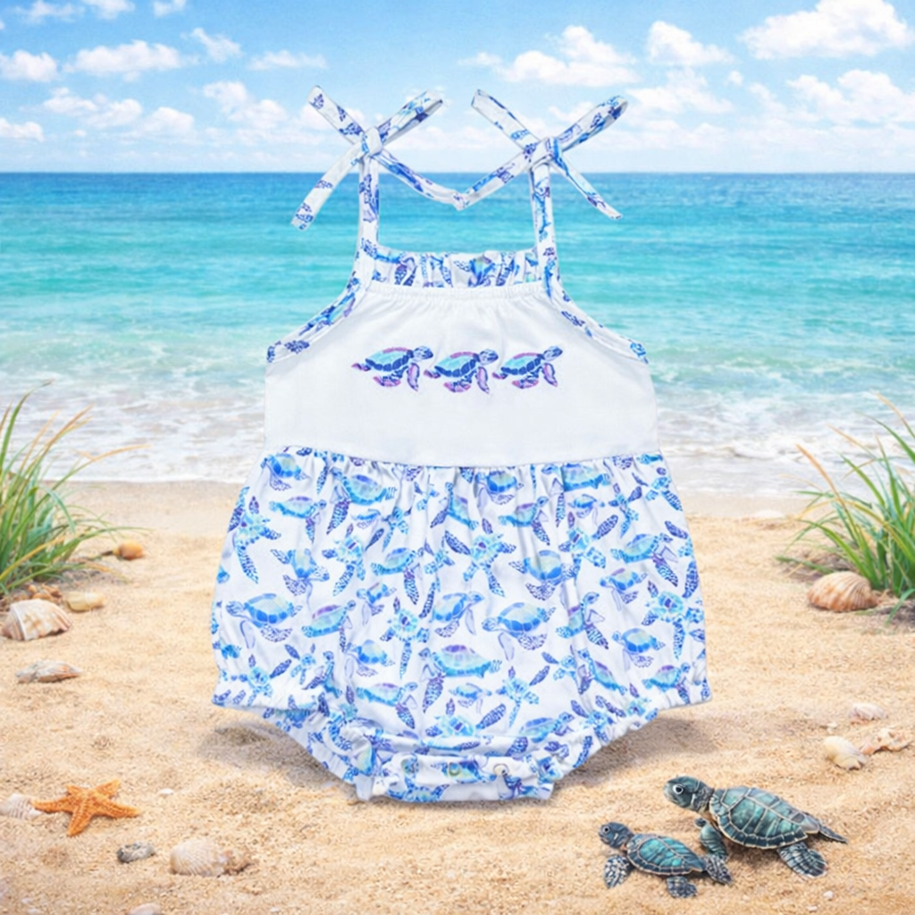 Sea Turtle Toddler Girl Summer Romper
