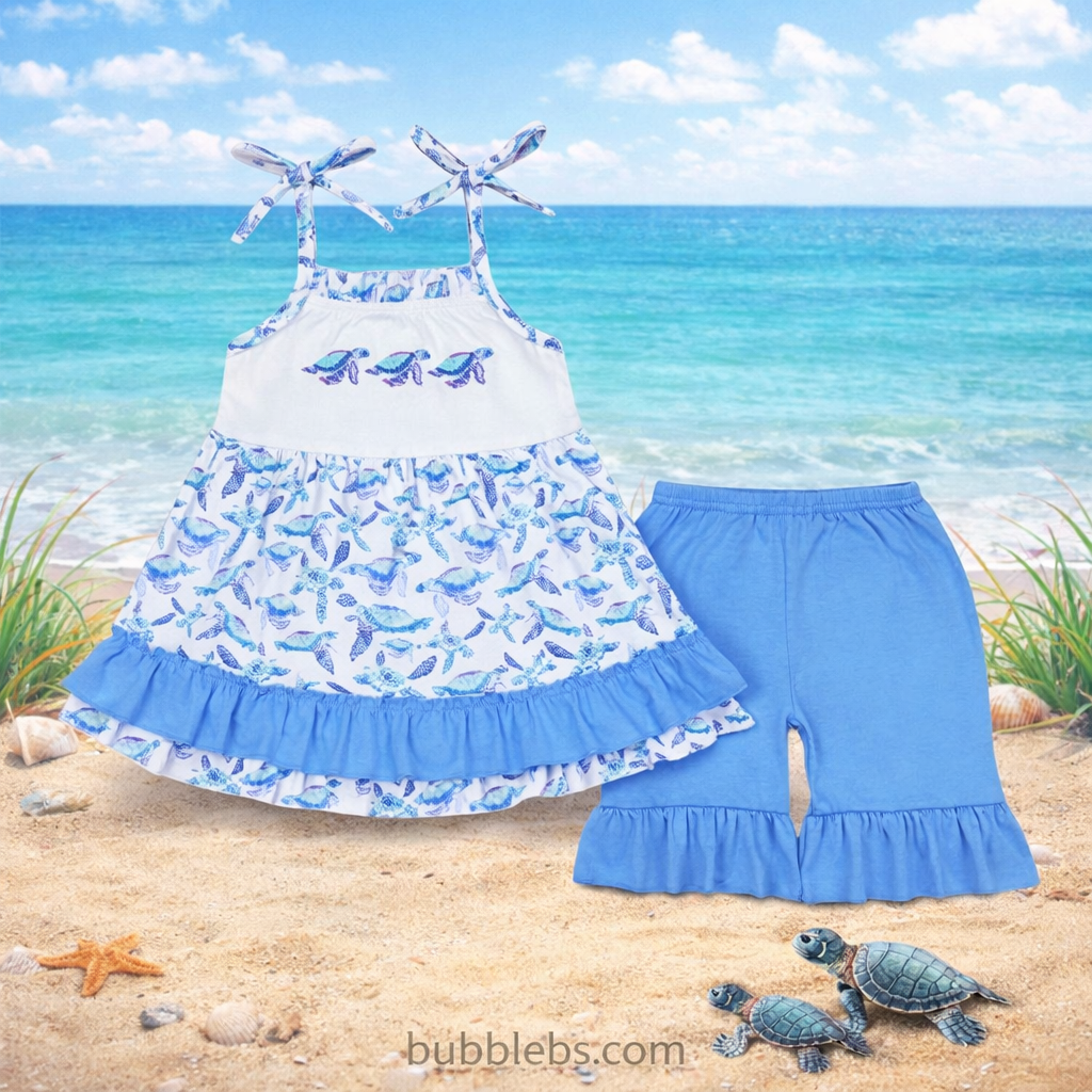 Sea Turtle Toddler Girl Summer Two-Piece Set